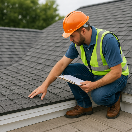roof being inspected by a roofer