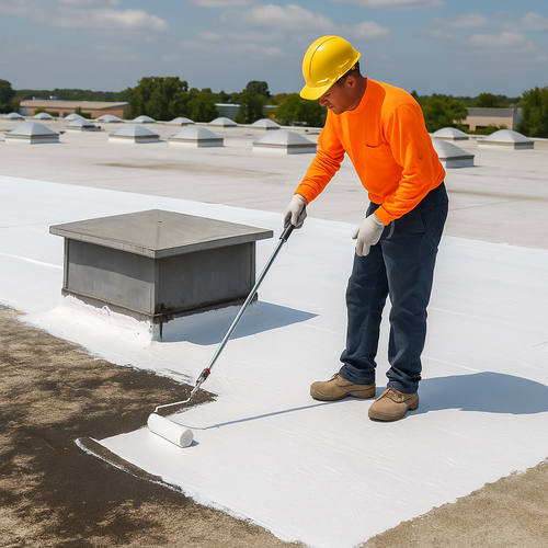 commercial roof being restored