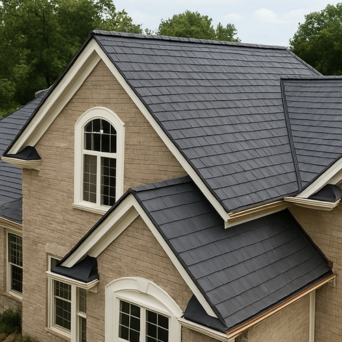 synthetic slate roofing on a home