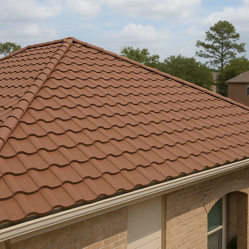 Tile roof on a new home