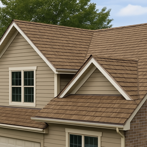 synthetic wood roofing on a nice home