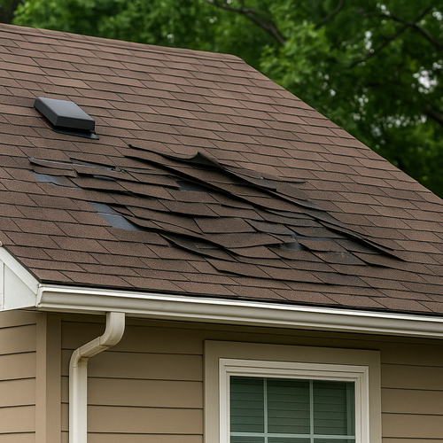 wind damage on a home's roof
