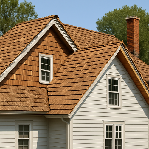 wood shake roof on a home